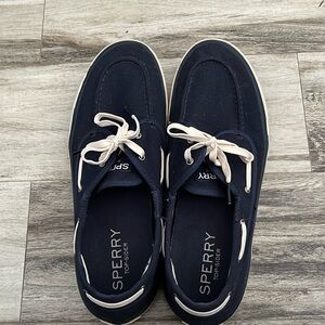 SPERRY TOPSIDER TENNIS SHOES WHITE & DI NAVY BLUE SZ 11 NO BOX GREAT CONDITION